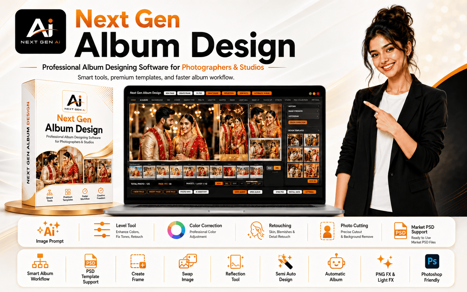 Album design software interface preview